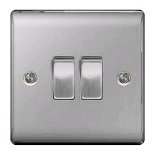 BG 2Gang 2way Switch Brushed Steel 