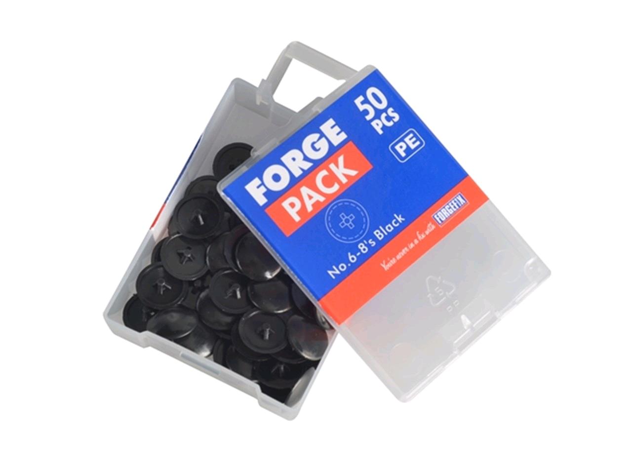 Forgefix No. 6-8's Pozi Compatible Cover Caps (Pack) Black Plastic 