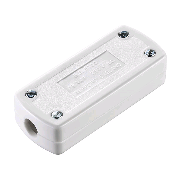 BG 13amp Through Connector 3 Pin White 