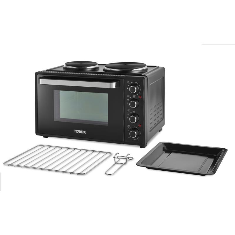 Tower Table Top Compact  Mini Oven c/w Hot Plates 32ltr in Black