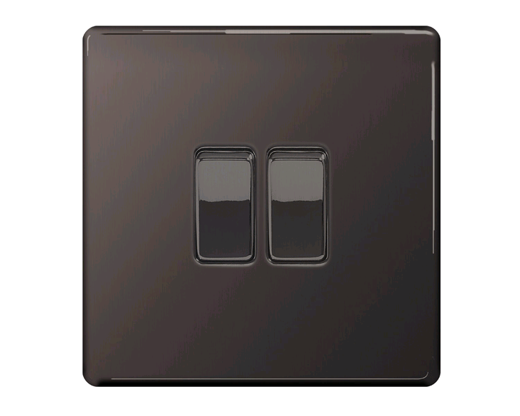 BG Black Nickel 2Gang 2Way Plate Switch