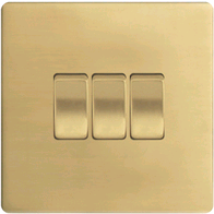 BG 3Gang Flatplate Polished Brass Switch