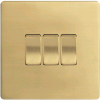 BG 3Gang 2way Switch Flatplate Polished Brass 