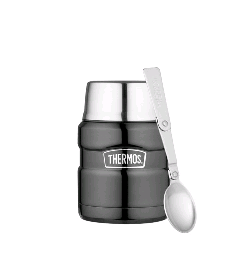 Thermos Food Flask 470ml Stainless Steel Gunmetal 