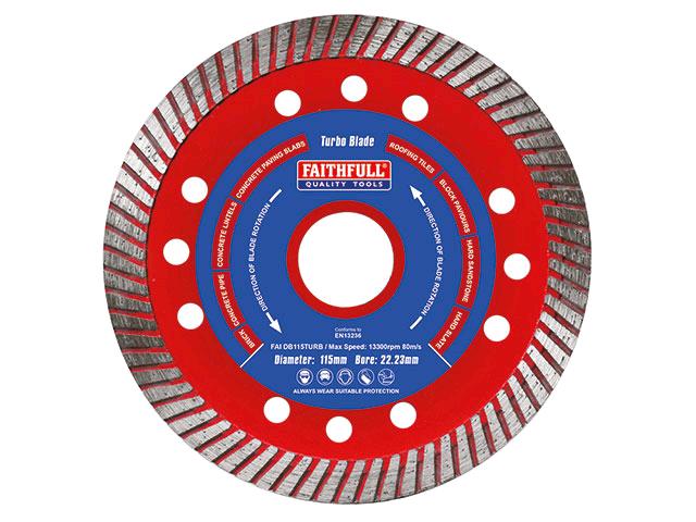 Faithfull Turbo Cut Diamond Blade 115mm x 22mm 