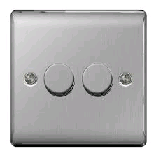 BG Nexus 2Gang 400w Dimmer Brushed Steel