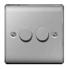 BG Nexus 2Gang 400w Dimmer Brushed Steel 