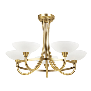 Endon Cagney 5lt Semi Flush Fitting Antique Brass