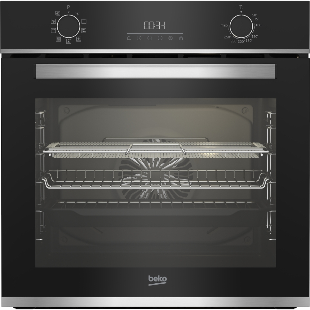 Beko CIMYA91B Built-In Electric Single Oven with AirFry function in Black and Stainless Steel (Min 16amp)
