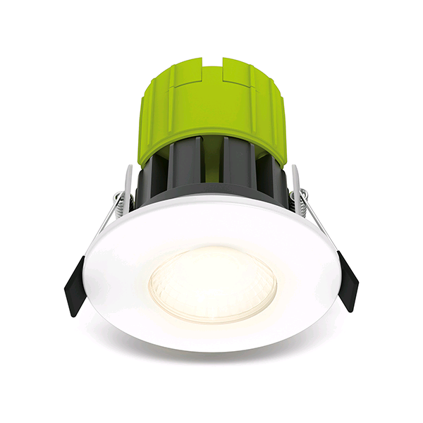 BG Eco Fire Rated LED Dimmable Downlight inc White Bezel 3000K 100LM/W IP65 