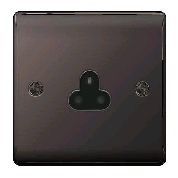 BG 5amp Single Socket Black Nickel Unswitched