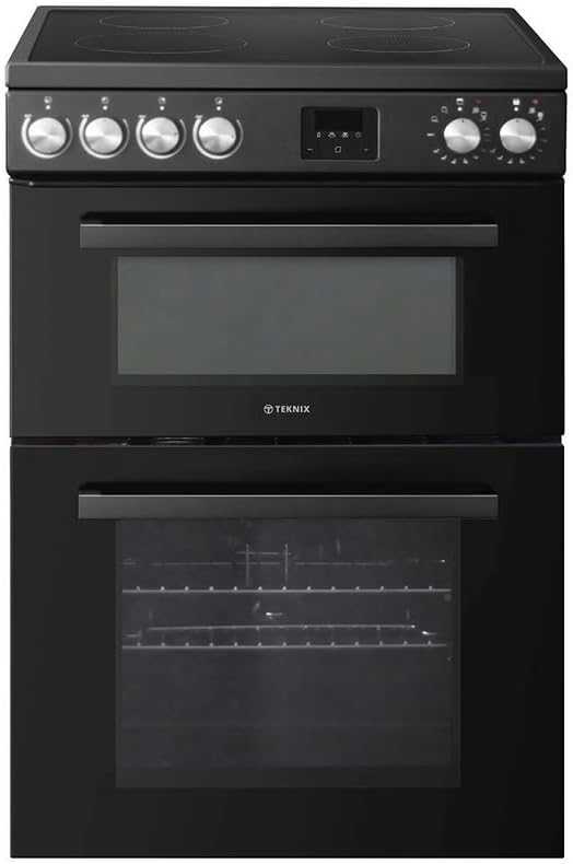 Teknix TKED64B Double Oven & Ceramic Hob Electric Cooker 60cm Black