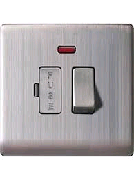 BG 13a Switched Fused Spur + Neon Brushed Steel