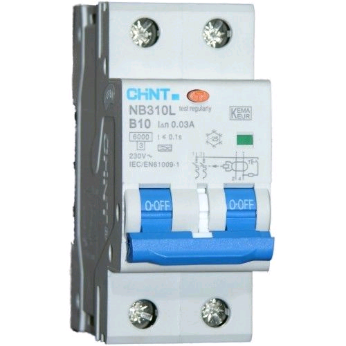 Chint 10a 30mA 2Pole RCBO "C" Rated Type A