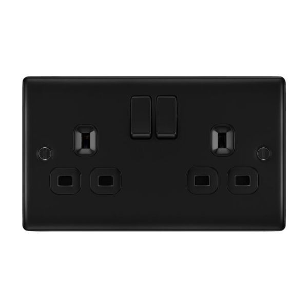 BG 2Gang 13a Socket Matt Black