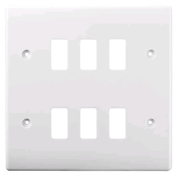 BG Nexus Grid 6gang Front Plate White 