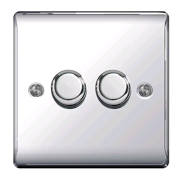 BG Nexus 2Gang 400w Dimmer Polished Chrome 