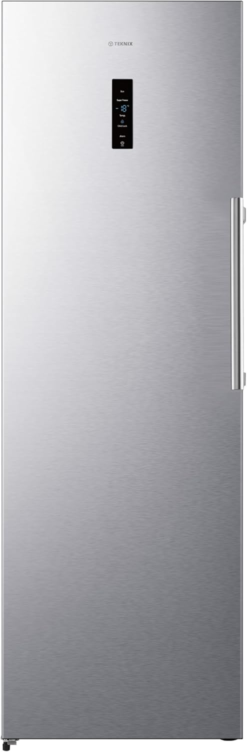 Teknix TH60TNFX 60cm Freestanding Tall Freezer - 274L Capacity - Frost Free - Suitable for Outbuildings  - Silver , H185.5 x W59.5 x D65.1 (cm) (White)