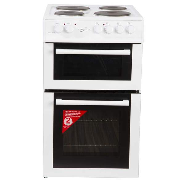Statesman Fusion 50cm Twin Cavity Soild Plate Hob in White