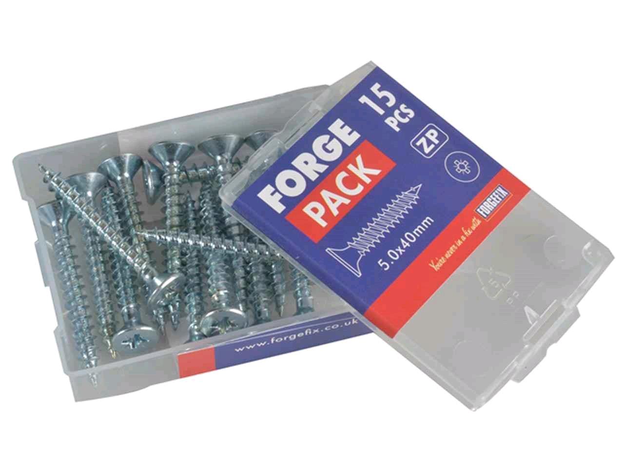 Forgefix M/P Screw 5 x 40mm (Pack of 15) Zinc Plated 