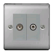 BG 2Gang Satellite and Co-Axial Socket Brushed Steel