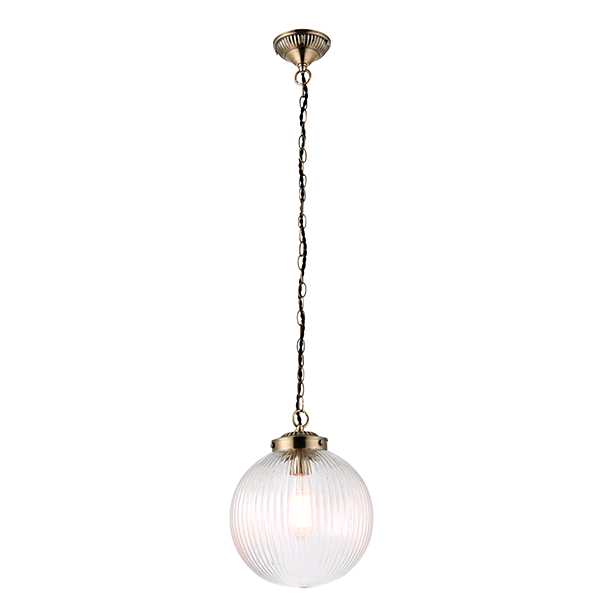 Endon Brydon Pendant c/w Clear Ribbed Glass