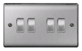 BG Nexus 4g 2w Switch Brushed Steel