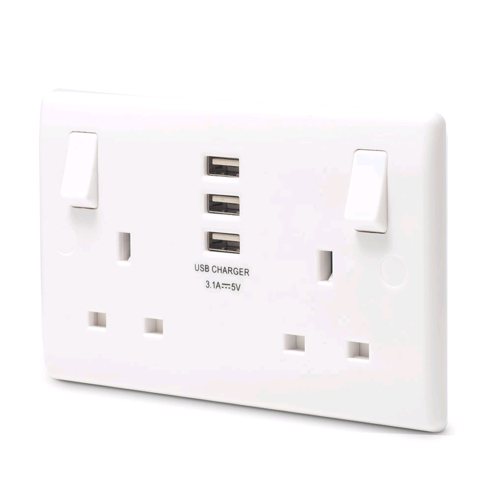 BG Nexus 13a Twin Socket with 3 x USB Ports 