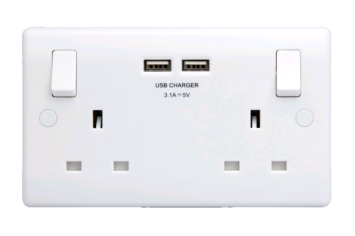 BG Nexus 13a Twin Socket with 2 USB Ports 2.1A