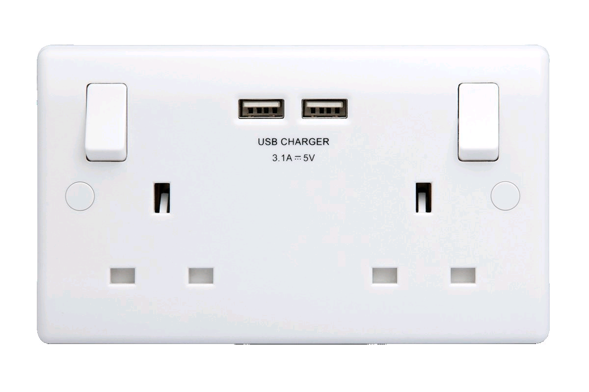 BG Nexus 13a Twin Socket with 2 x USB Ports 2.1A 