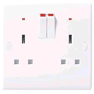 BG 2gang Double Pole Switched Socket c/w Neon 
