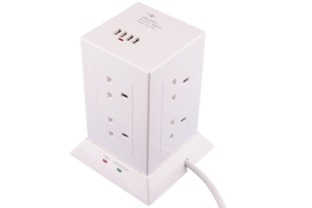 Lyvia 9 x 13A USB Surge Ext Power Hub Adaptor White