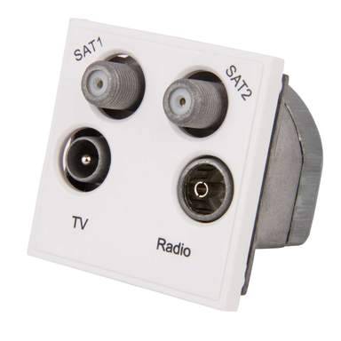 Median 50 x 50mm Satellite Outlet SAT1/SAT2/Radio Triplexed