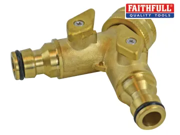 Faithfull 2 Way Shut Off Valve 19mm (3/4in) to 2 x 12.5mm (1/2in)