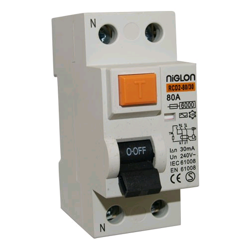 Niglon 2 Pole 80Amp 100mA RCD 