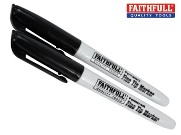 Faithfull Fibre Tip Marker Pen Black 2pk