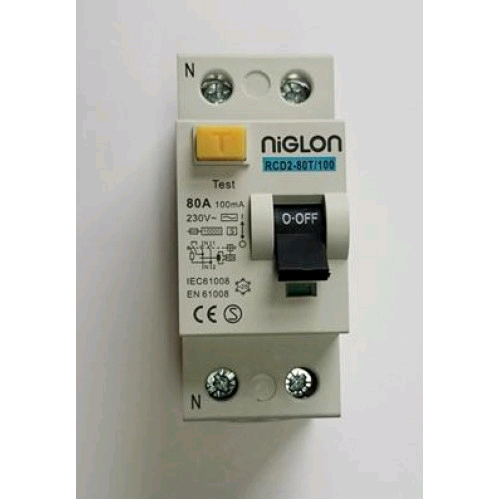 Niglon 2 Pole Time Delay 80A100mA RCD Type "A"