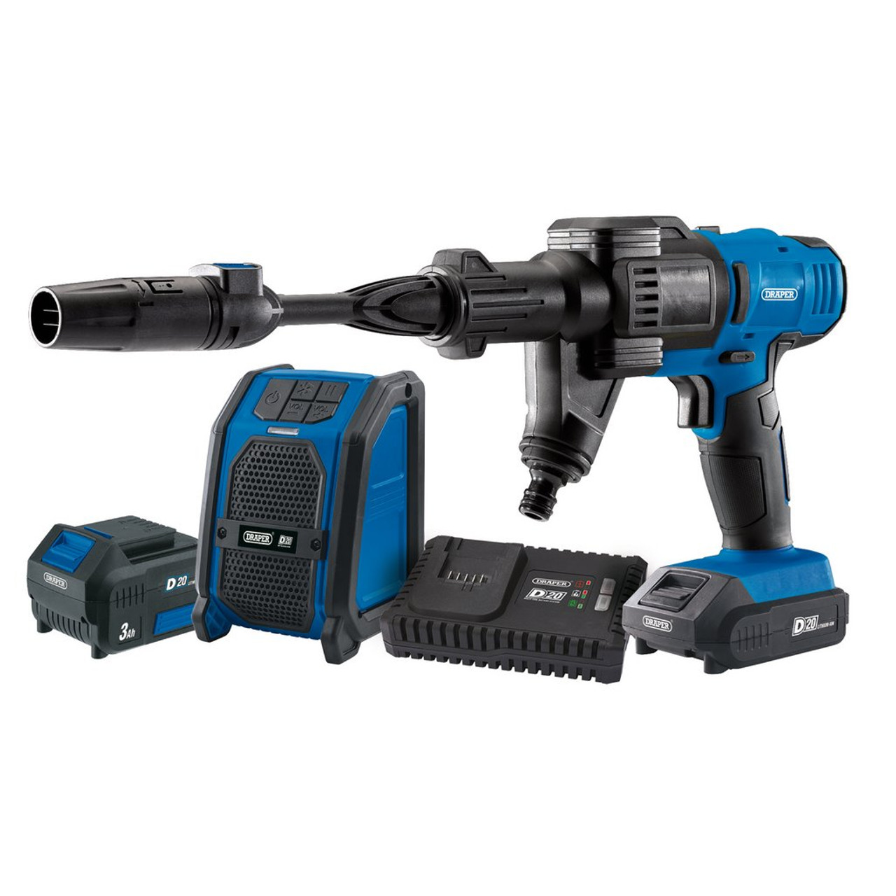 Draper 20V Pressure Washer, Wireless Speaker & Fast Charger Kit