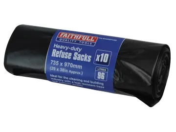 Faithfull Heavy Duty Black Refuse Sack (10) 40MIC