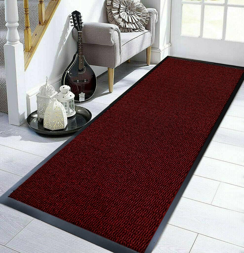 Dandy TrendMakers RED/BLACK Hardwearing Heavy Duty  PVC Edge Pile Top Rubber Barrier Entrance Door Kitchen Utility Dust Floor Mats Rugs 60cm x 180cm