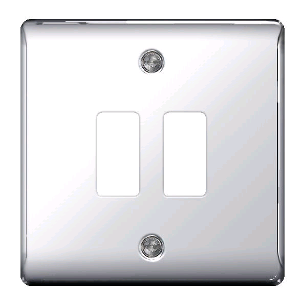 BG Nexus Screwed 2 Gang Front Plate Chrome