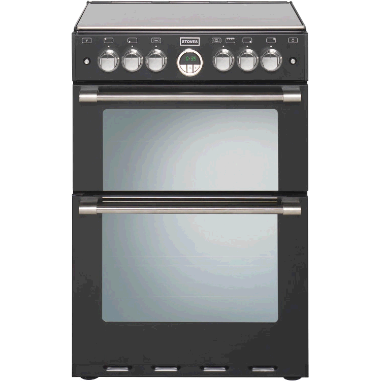 Stoves Sterling 600E Ceramic Double Oven Cooker H90 W60 D60cm Black 444440992