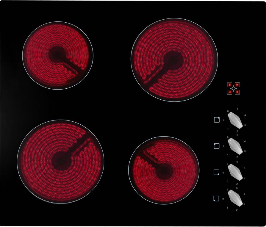Culina UBTCC60KC Ceramic Electric Hob with Side Knobs in Black Glass