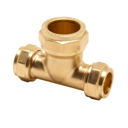 Copper Reducing Tee 28mm x 28mm x 22mm Compression