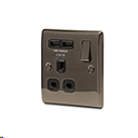 BG 13a Single Socket c/w USB Port Black Nickel