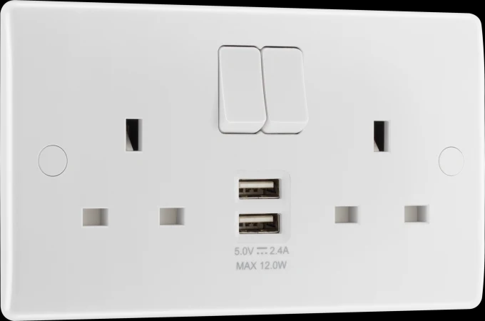 BG Nexus 13a Twin Socket with 2 x USB Ports 2.1A (New Style)
