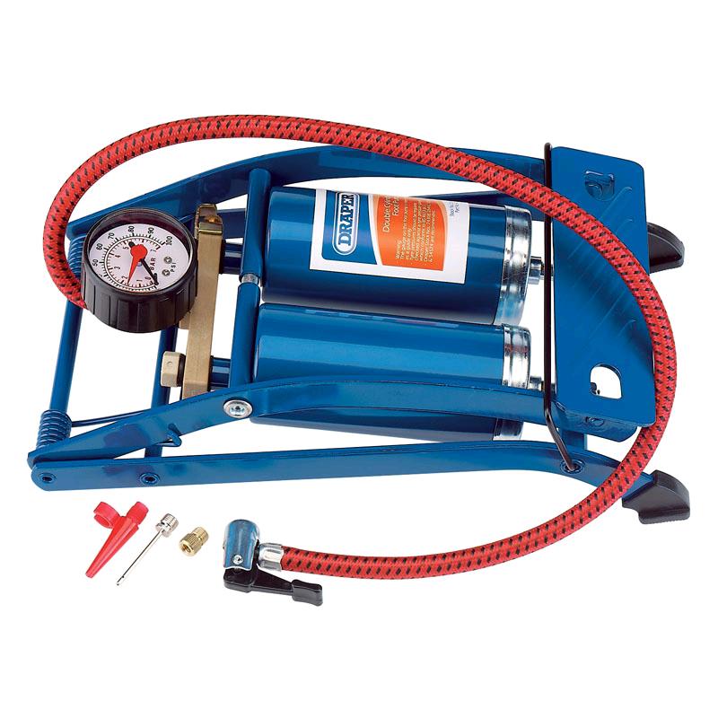 Draper Double Barrel Foot Pump 