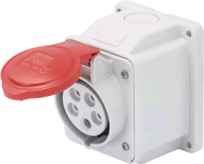 Gewiss 16a 415V 3P + E 10deg Wall Mounted Angled Socket IP44