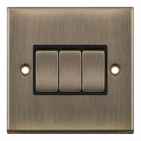Selectric 3gang 2way Switch Antique Brass 