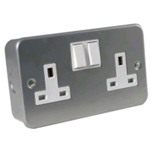 Niglon Metal Clad 2gang DP Switched 13amp Socket 